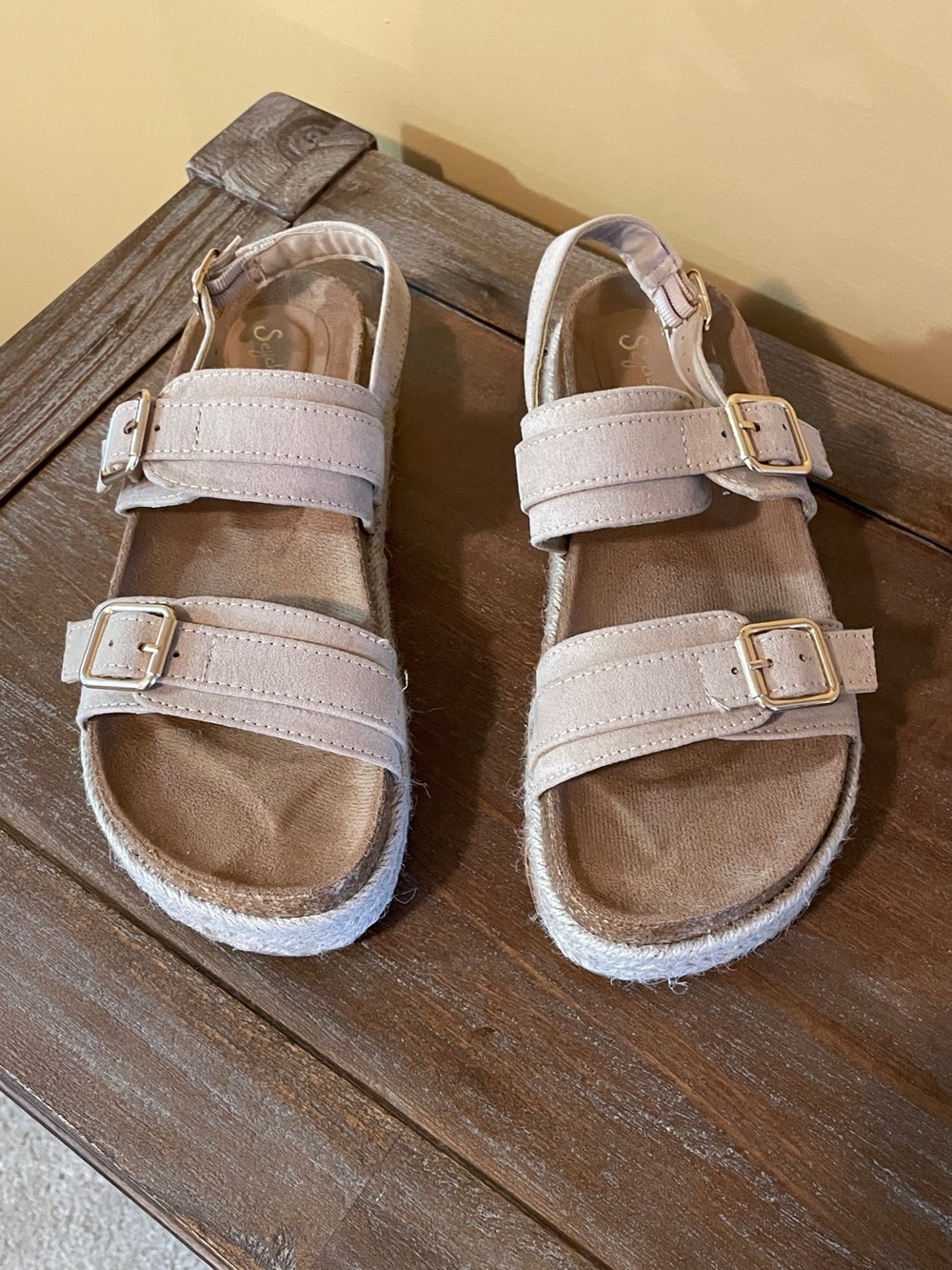 Seychelles girls Beige Double-Buckle Espadrille Sandals